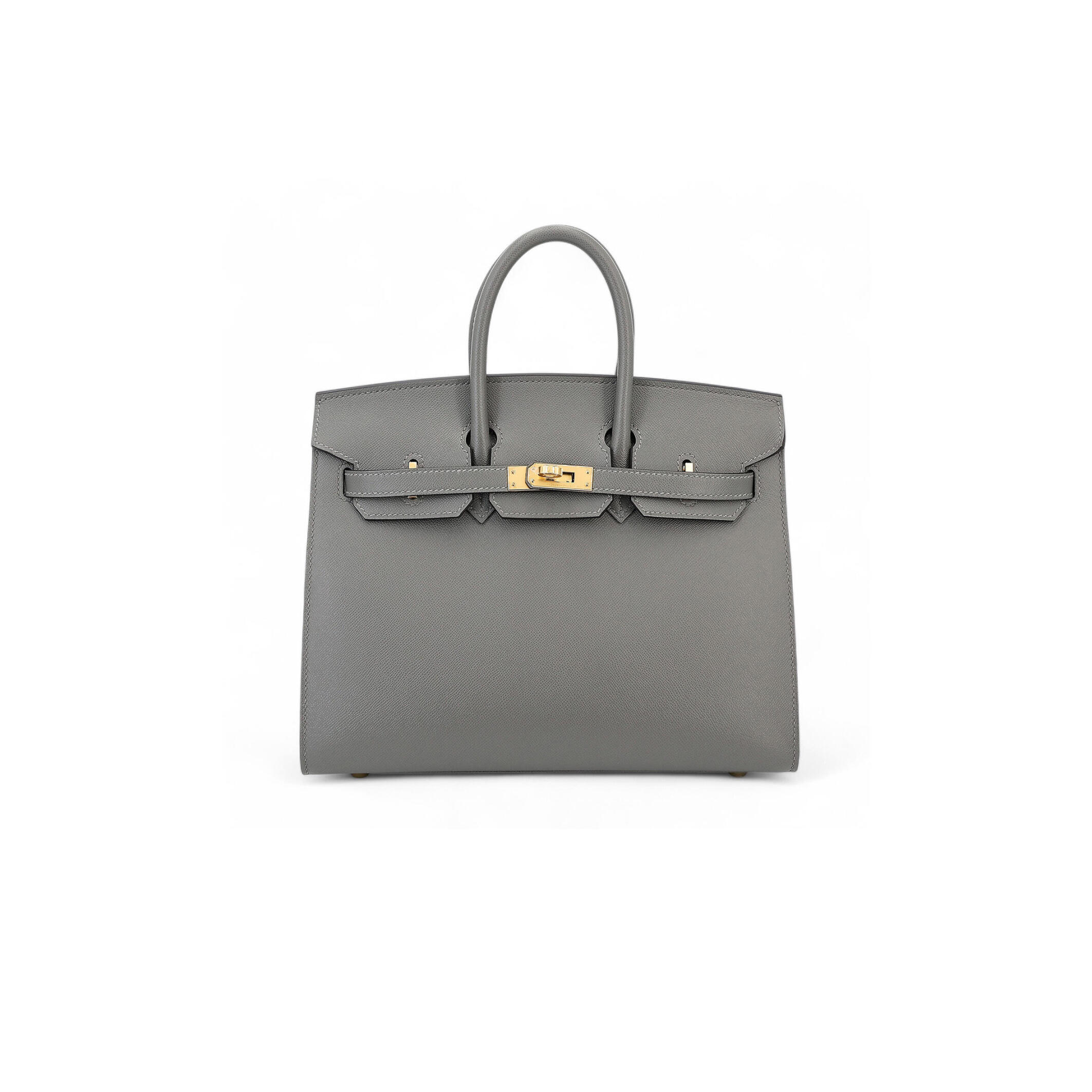 H**me5 BIRKIN 25 OUTSEAM 0L GRIS MEYER CUMULONIMBUS GRAY LEATHER GOLD BUTTON 9117444335 (25*20*13cm) Master Quality